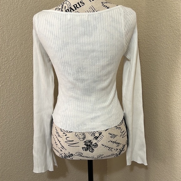 Madden Girl Sweetheart Corset Balconette Bust Ribbed Long Sleeve Top - Picture 3 of 4